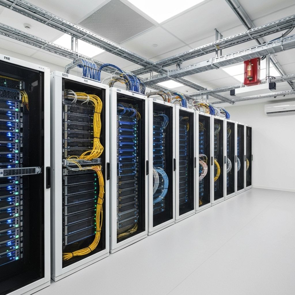 Modern server room with redundant backup appliances
